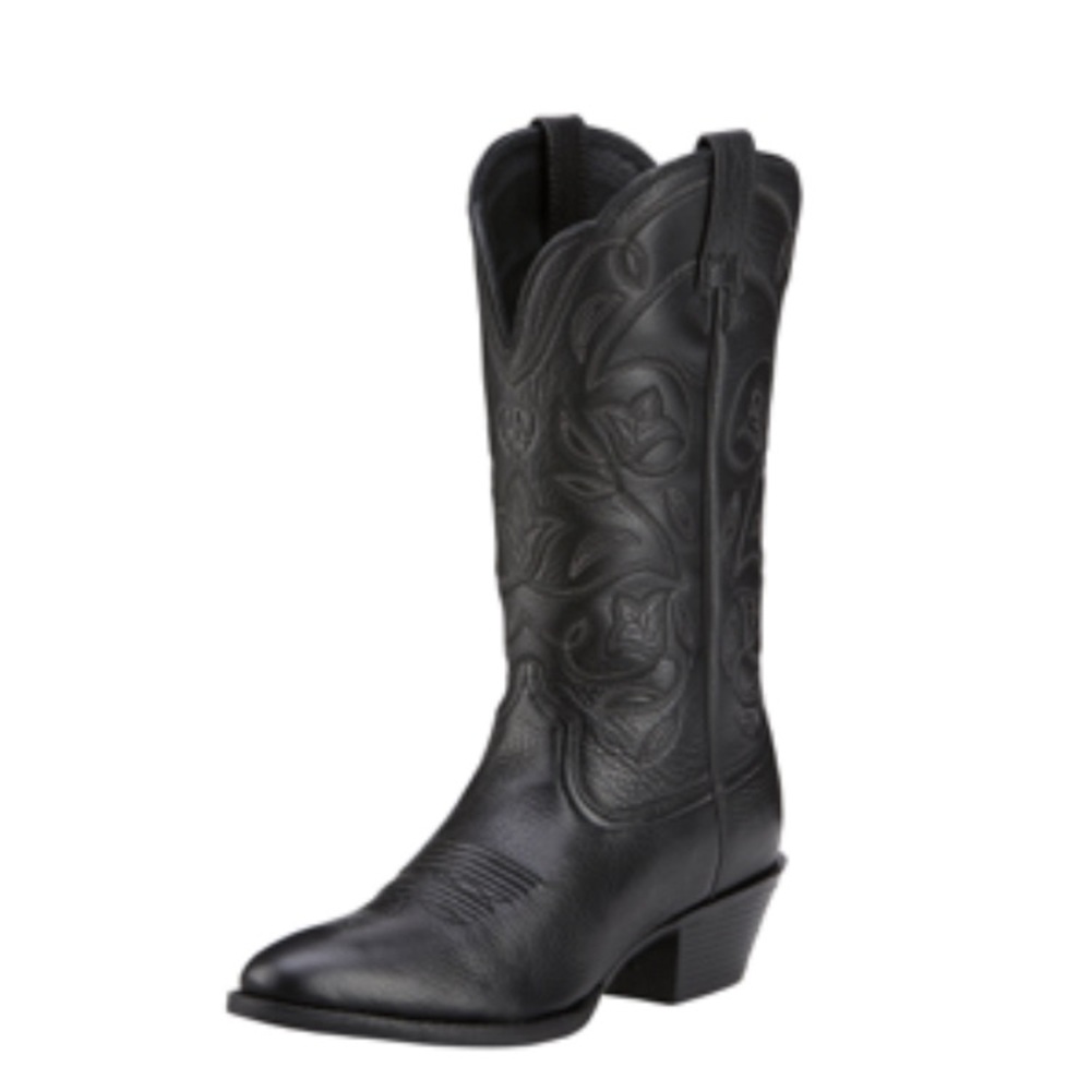 Ariat heritage r toe cowboy boots black leather 9
Like new
